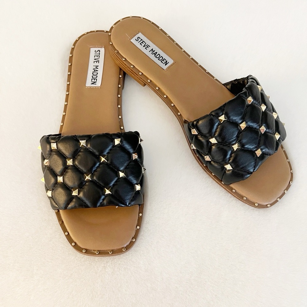 Steve Madden LEITH Black Studded Women's Sandals